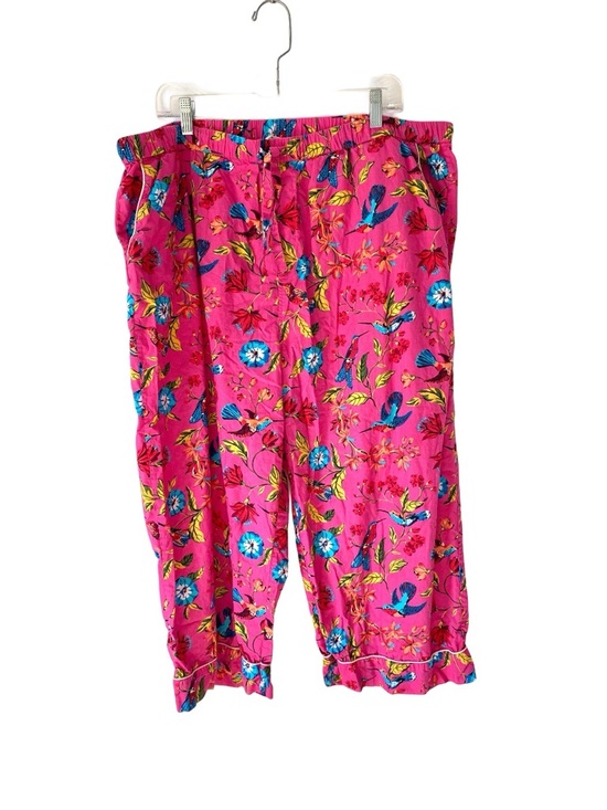 Printfresh Other - Printfresh Hummingbird Bright Pink Floral Bird Pajama Lounge Pants size 2X